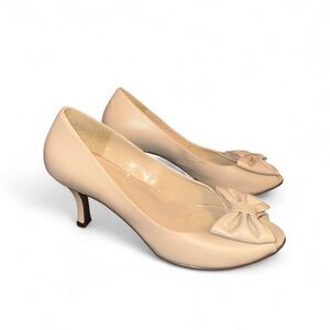 Vintage Naturalizer Nude Bow Kitten Pumps – Real Leather 7.5 Chic Balletcore